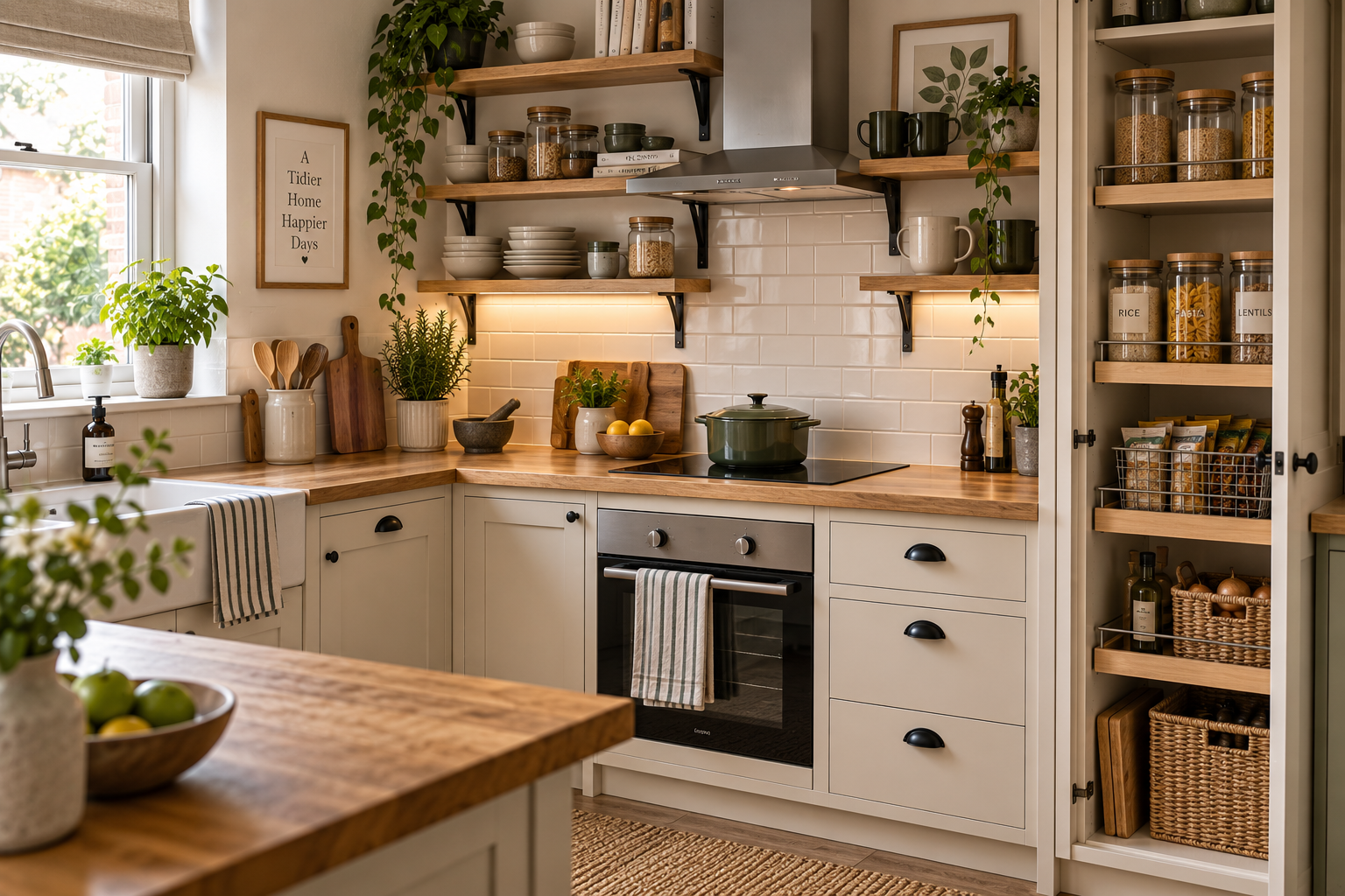 Organised storage in a compact UK kitchen
