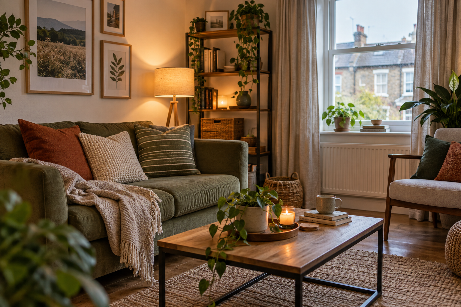 Cosy rented living room with renter-friendly decorating ideas