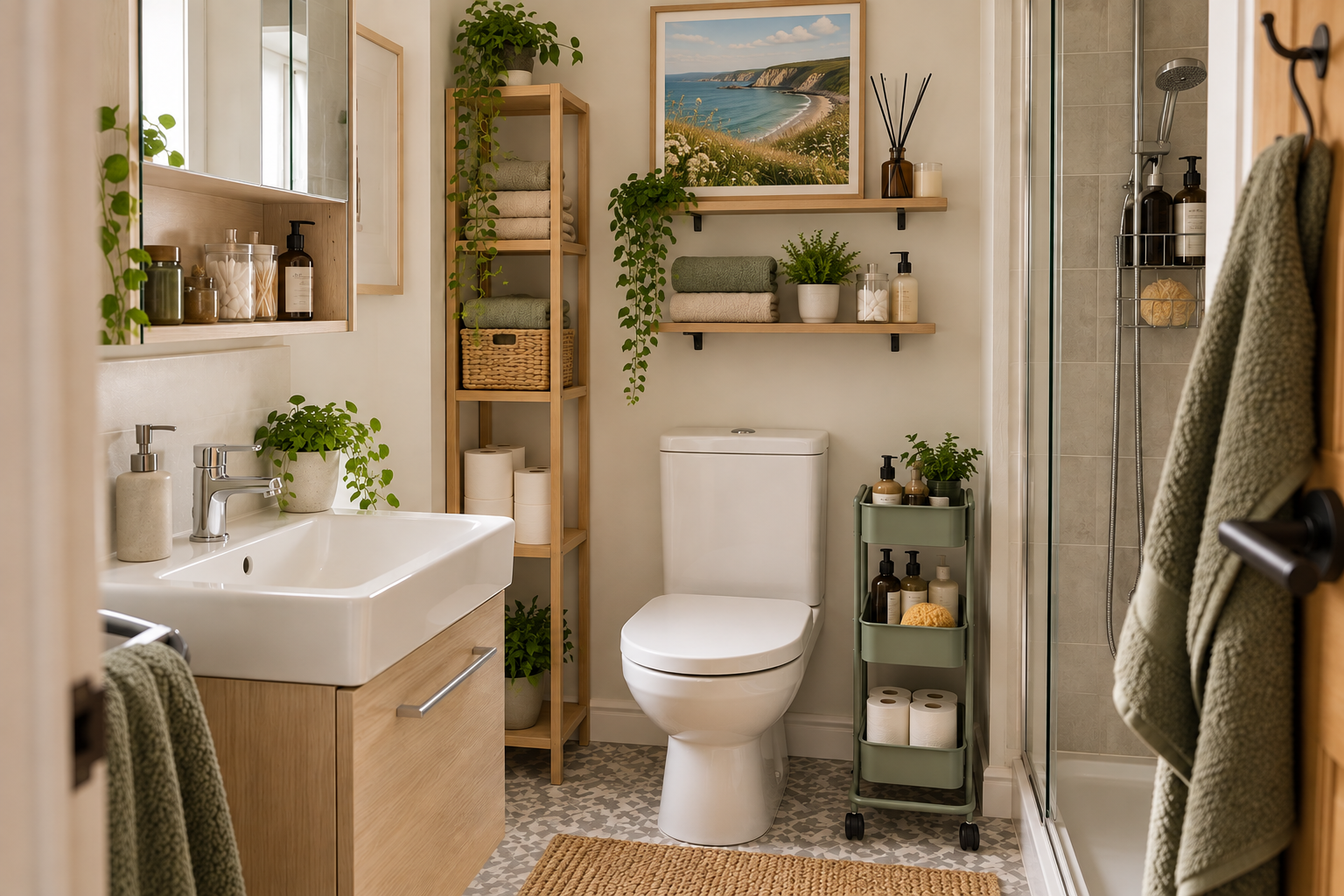 Small bathroom with practical space-saving storage ideas